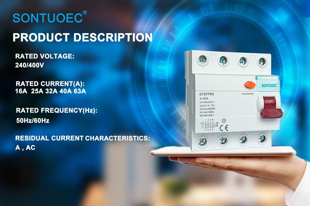 4P 40A/10mA Residual Current Circuit Breaker